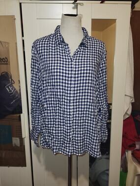 NEW WITH TAGS Paradigma Women Blue Long Sleeve Button-Down Shirt XL